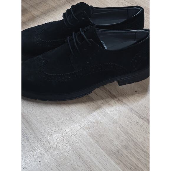 Halis-Men Comfort Men's Black Suede Oxford Wingtip Brogue Lace-Up Formal Shoes - Picture 8 of 8